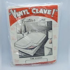 Vtg Vinyl Clave Protective Mattress Cover Contour Style Flame Retardant Sz Full
